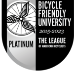 Logo of the League of American Bicyclists for Platinum Level Bicycle Friendly University